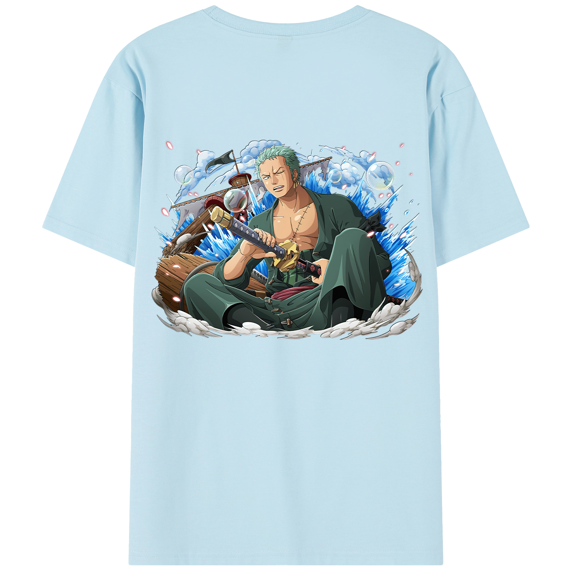 ワンピース ロロノア・ゾロ ONE PIECE Roronoa Zoro 綿100％半袖Tシャツ（背面プリント）